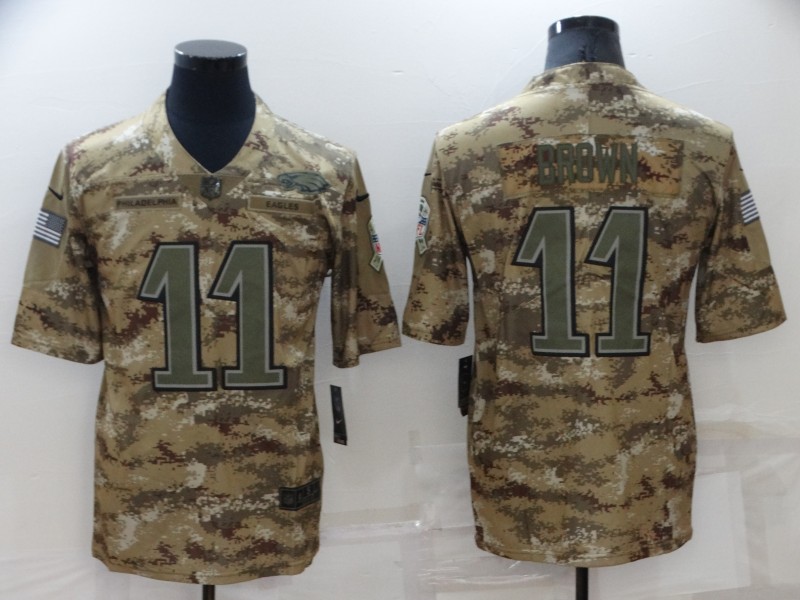 Men's Philadelphia Eagles #11 A. J. Brown Camo Salute To Service Limited Stitched Jersey Men's Philadelphia Eagles #11 A. J. Brown Camo Salute To Service Limited Stitched Jersey
